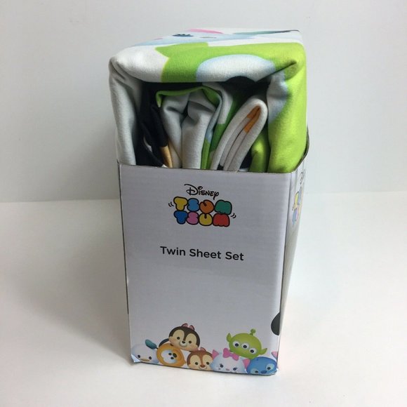 Disney Tsum Tsum Twin Sheet Set Fitted Flat Sheets Pillow Case Minnie Mickey New - Picture 5 of 12